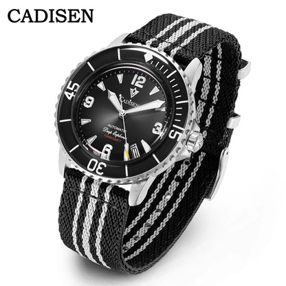 CADISEN Deep Explorer MIYOTA 8215 Automatic Mechanical Watch Man Canvas Strap Wristwatch Luxury Luminous Waterproof Watches