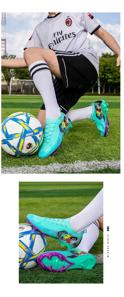 New Men Football Boots Cleats Non-Slip Match Ultralight Soccer FG Training Shoes Soccer Shoes Long Spikes Outdoor Drop Shipping