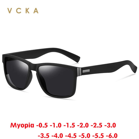 VCKA Myopia Sunglasses Square Prescription -0.5 To -6.0 Women Men Polarized Colorful Lens Sports Nearsighted Astigmatism Eywear