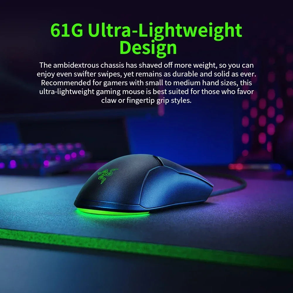 Razer NEW YEAR GIFT gift Thunder Snake Viper Mini Computer Esports Cable Gaming Mouse Laptop RGB Light, Small Hand Mouse