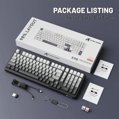 ATTACK SHARK X98 Full-size Wireless RGB Mechanical Keyboard Gasket Bluetooth/2.4G/Wired Hot Swappable NKRO 4000mAh Battery