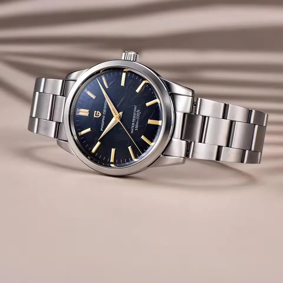 PAGANI DESIGN 40MM Meteorit-Zifferblatt Herren-Quarzuhr Luxus Business Saphir 316L Edelstahl 100M wasserdichte Uhr für Herren