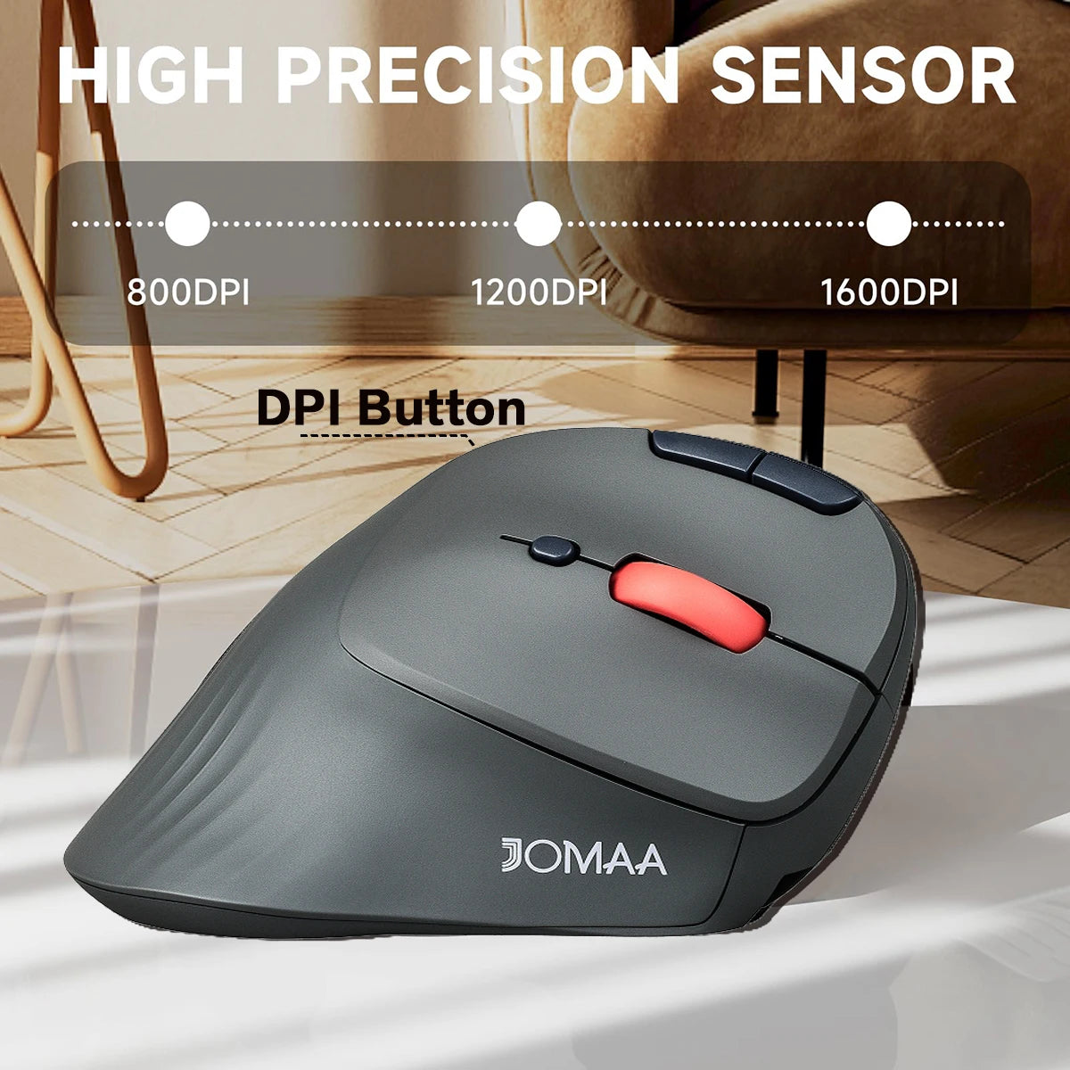 JOMAA Wireless Trackball Mouse Vertical Rechargeable Rollerball Mouse Ergonomic Slient Clikc Gaming Mouse for Windows Computer