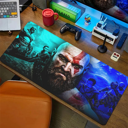 Xxl Mouse Pad God of War Desk Mat Gaming Accessories Keyboard Computer Mousepad Gamer Large Pc Cabinet Office Table Carpet Rug