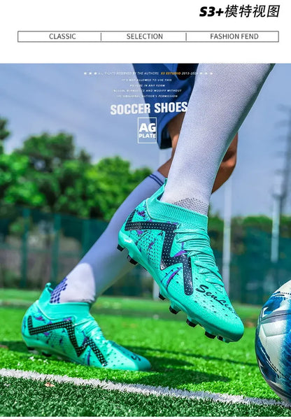 Botas de fútbol oversize para jóvenes y niños, diseño cómodo y flexible, rendimiento estable antideslizante para deportes al aire libre en campo