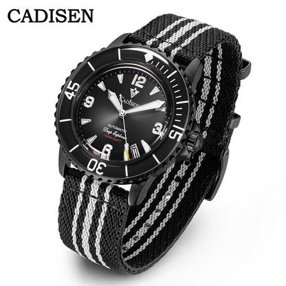 CADISEN Deep Explorer MIYOTA 8215 Automatic Mechanical Watch Man Canvas Strap Wristwatch Luxury Luminous Waterproof Watches