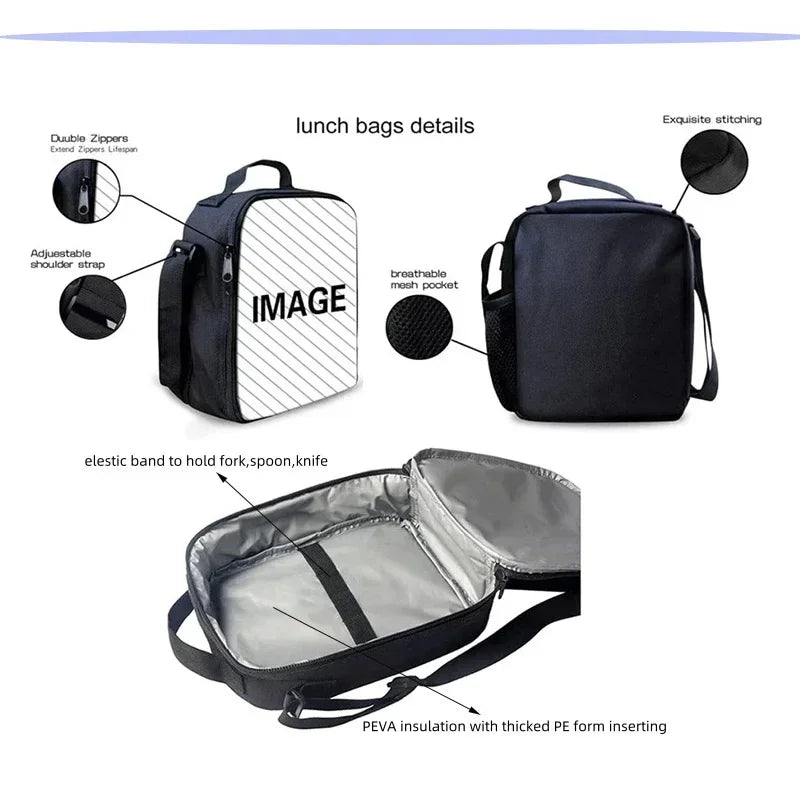 Isolierte F-FortniteS Hot-Game-Tasche für Kinder mit großem Fassungsvermögen – wiederverwendbare Thermo-Kühltasche/Lunchbox für Jungen, Mädchen, Schüler, Outdoor und Picknick
