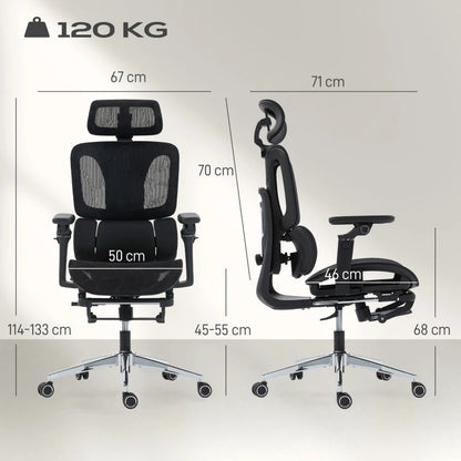 Ergonomic Office Chair, Adjustable Lumbar & Headrest, 6D Flip-Up Armrests, Footrest, Mesh Black