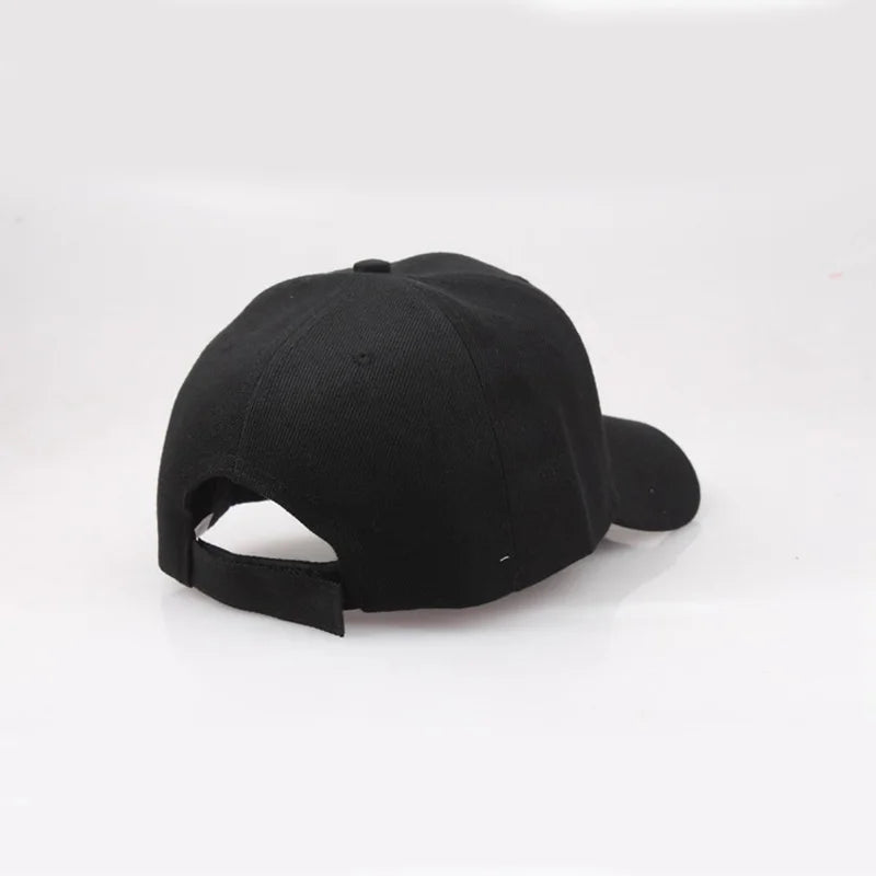 Boné de basebol preto de cor lisa, snapback ajustável, estilo casual hip-hop, para homem e mulher, unissexo