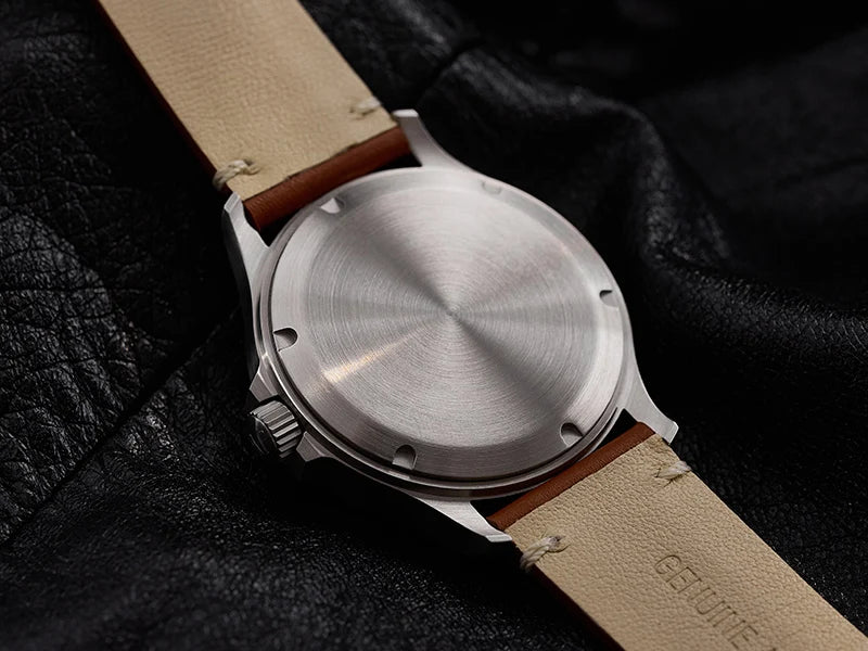 Milifortic Military Watch 39mm NH38 Automatic Mechanical Movement Retro Sapphire Crystal BGW9 Lume Leather Strap 10Bar Watch Men