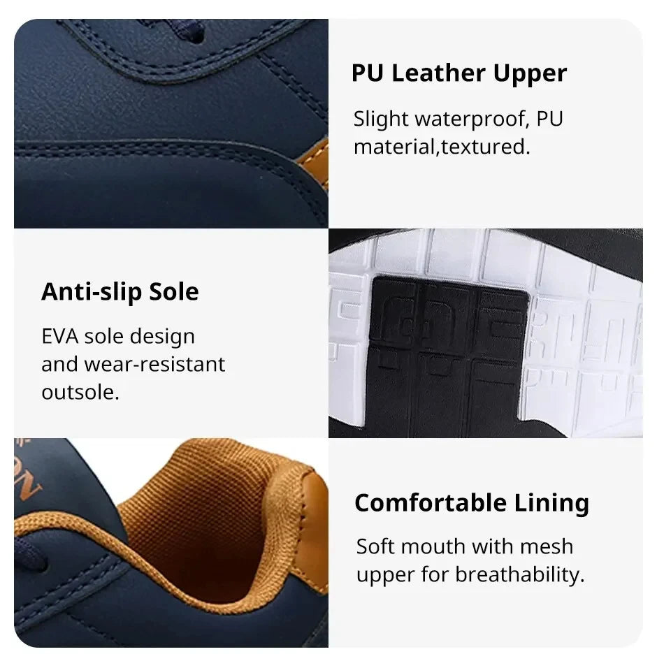 Leather Sneakers for Men, Casual Shoes, Soft Sole, Outdoor Walking Shoes, Sports, Four Seasons
