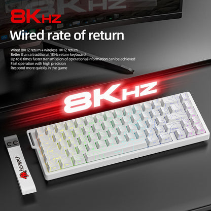 FREEWOLF F68 F68Pro Gaming Keyboard Magnetic Switch 3-Mode Wireless Bluetooth Wired, 8K/1K Polling RGB Hot-Swap RT VALORANT FPS