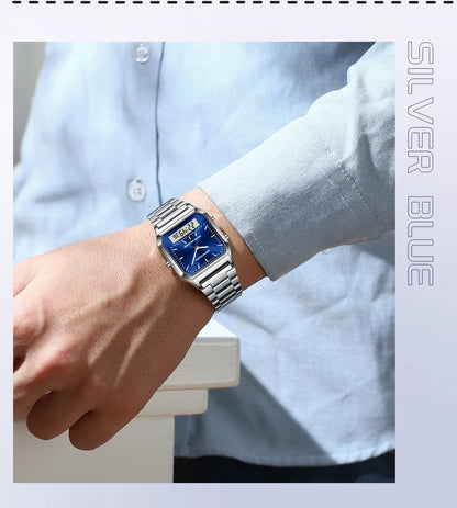 SANDA 747 Luxury Mens G Style Watches Stainless Steel Women LED Digital Dual Display Clock Unisex Waterproof Sports Quartz Watch