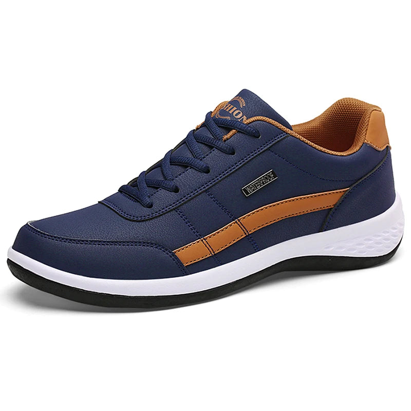 New Men's Four Seasons Waterproof Walking Shoes Casual Leather Sports Shoes Non-Slip Camping Shoes Men's Tennis Shoes