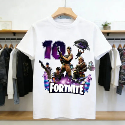 Detské narodeninové tričko Fortnite s číslom pre dievčatá a chlapcov, letné detské bavlnené tričko s krátkym rukávom na párty, darček pre batoľa