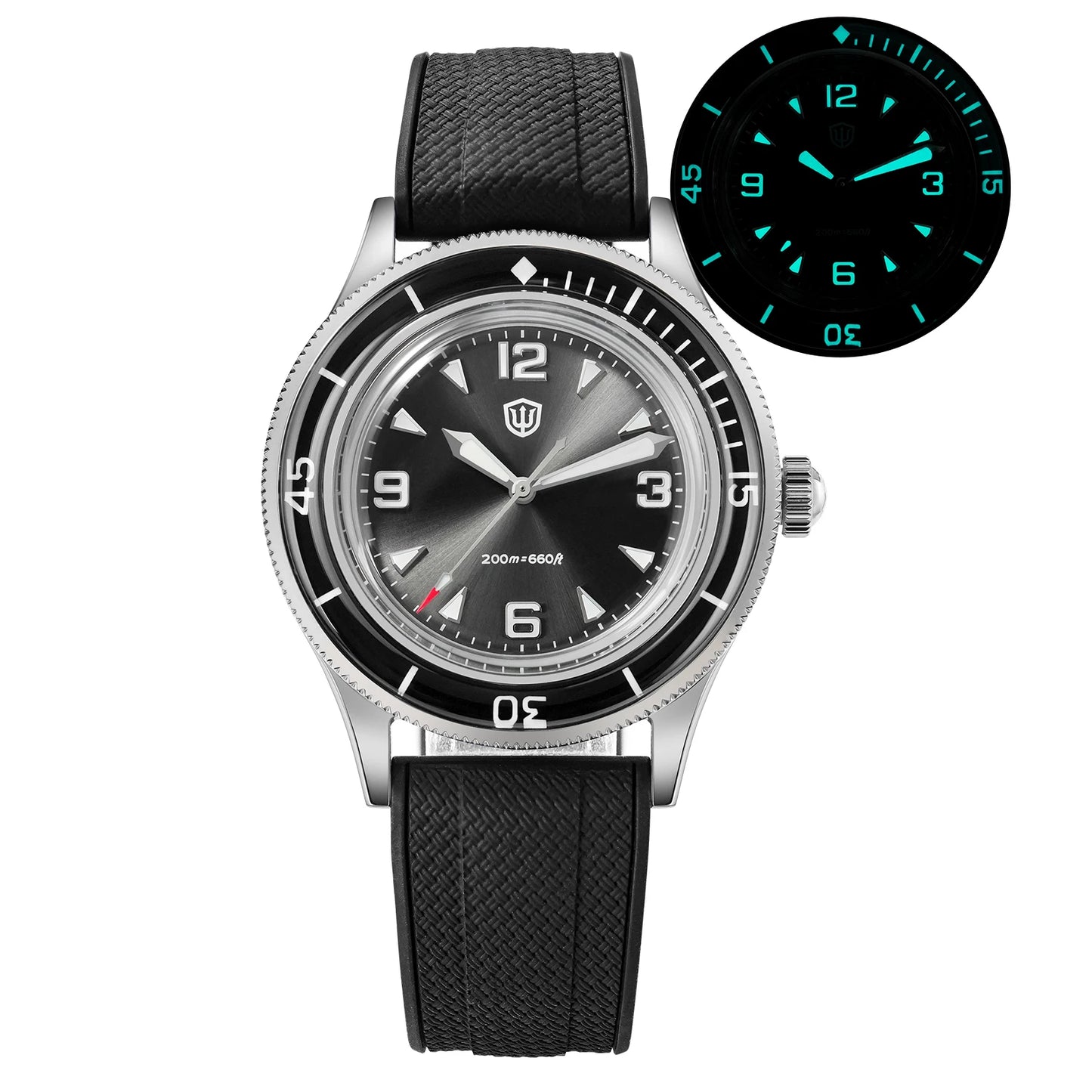 Watchdives WD50Q 38mm Watch Stainless Stee VH31 Sweep Seconds Quartz Movement Men Watches Bubble Sapphire Luminous Waterproof