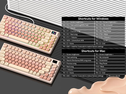 Womier S-K80 Keyboard Liquid 75% Hot Swap Keyboard with Color OLED Display Mechanical Gaming Keyboard Gasket Mount RGB for Windo