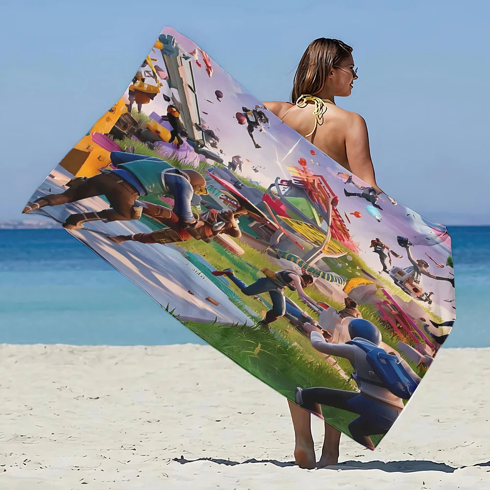 Nueva toalla de playa F-FortniteS de juego popular, microfibra sin arena, secado rápido, suave y resistente a la arena, toalla para piscina, regalo para mujer, viaje, gimnasio y ducha