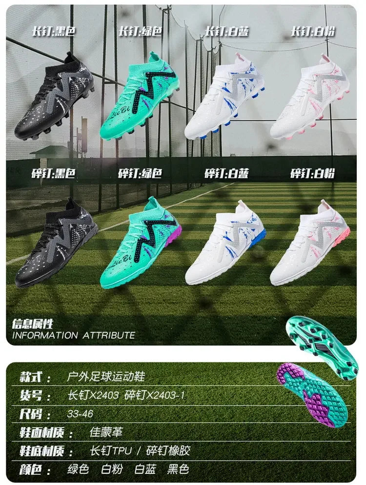 Botas de fútbol oversize para jóvenes y niños, diseño cómodo y flexible, rendimiento estable antideslizante para deportes al aire libre en campo