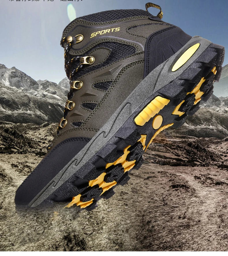 Outdoor Waterproof Hiking Boots for Men and Women, Spring and Autumn, Wear-Resistant Mountain Sports Boots, Hunting Sports Shoes