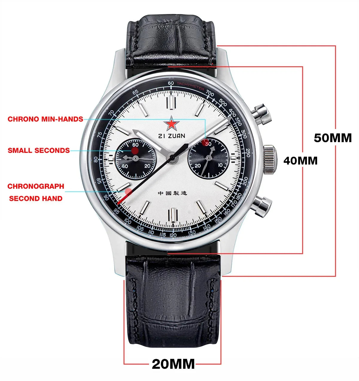 1963 Panda Pilot Chronograph Watch Men 40mm Air Force Sapphire Senior  ST1901 Mechanical Wristwatches Retro Clock Reloj Hombre