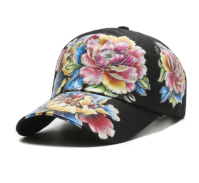 Casquette de baseball printemps/été à séchage rapide pour homme et femme, pour les activités de plein air, la plage et le camping, chapeau de soleil imprimé de fleurs de style chinois B149