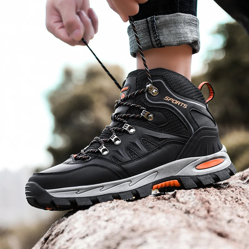 Outdoor Waterproof Hiking Boots for Men and Women, Spring and Autumn, Wear-Resistant Mountain Sports Boots, Hunting Sports Shoes