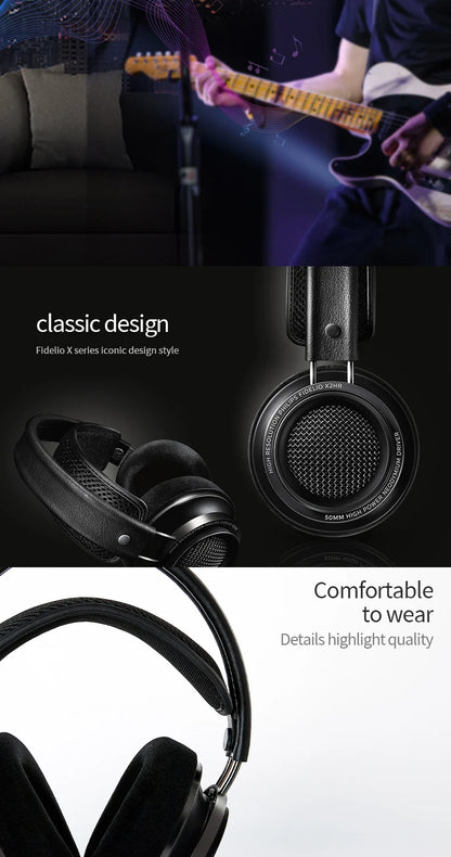Original Philips X2HR Fidelio HiFi Stereo Head-mounted Headphones Comfort Music Wired Headset Computer Monitor Gaming Earphones