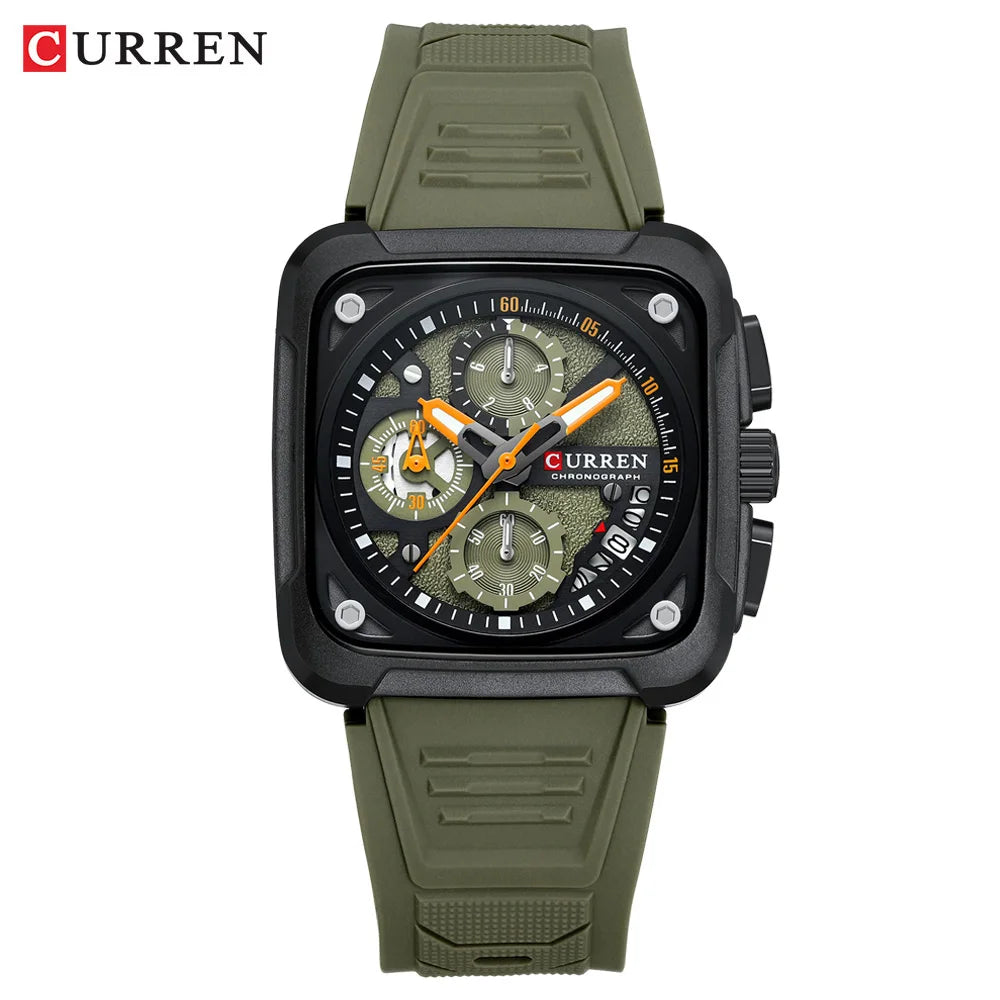 Top Brand CURREN Men's Watches Luxury Square Quartz Wrist Watch Original Waterproof Luminous Chronograph Watch for Men Relogio