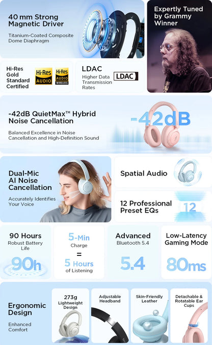 1MORE HQ31 Headphones Bluetooth Wireless Headsets Noise Cancelling Headset Earphone flash-sale penetration