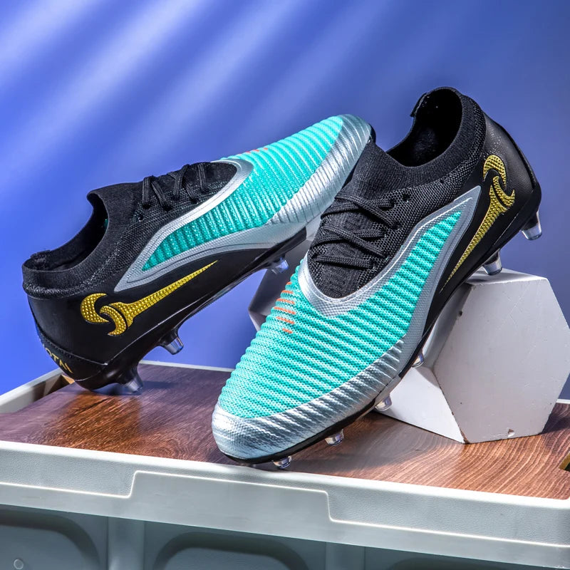 New Men Football Boots Match Adult Outdoor Sport Training Cleats Soccer Shoes Boys Long Spikes Breathable Non Slip Comfortable