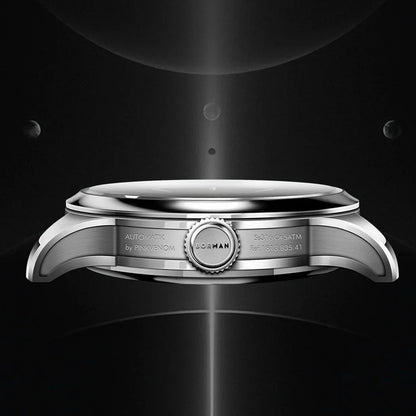Borman Mens Automatic Watches Luxury Moon Phase Male Watch Mechanical Wristwatch Fashion 50M Waterproof Sapphire Leather Strap