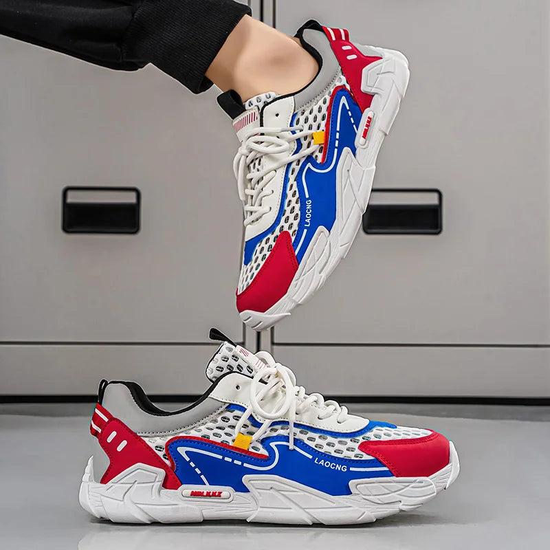 Mens Sports Shoes Summer Mesh Casual Fashion Lace Up Walking Shoes 2026 New Youth Daily Commuting Comfortable Versatile Sneakers