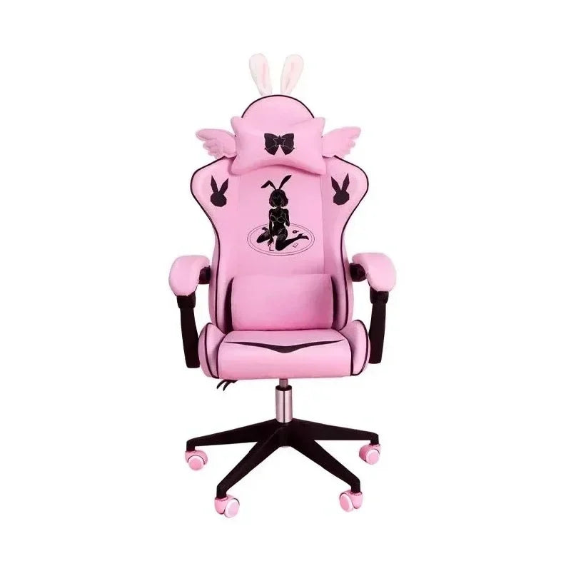 Pink Gaming Chair High-quality Girls Cartoon Home Live Gamer Chair Comfortable Swivel Adjustable Office Computer Furniture