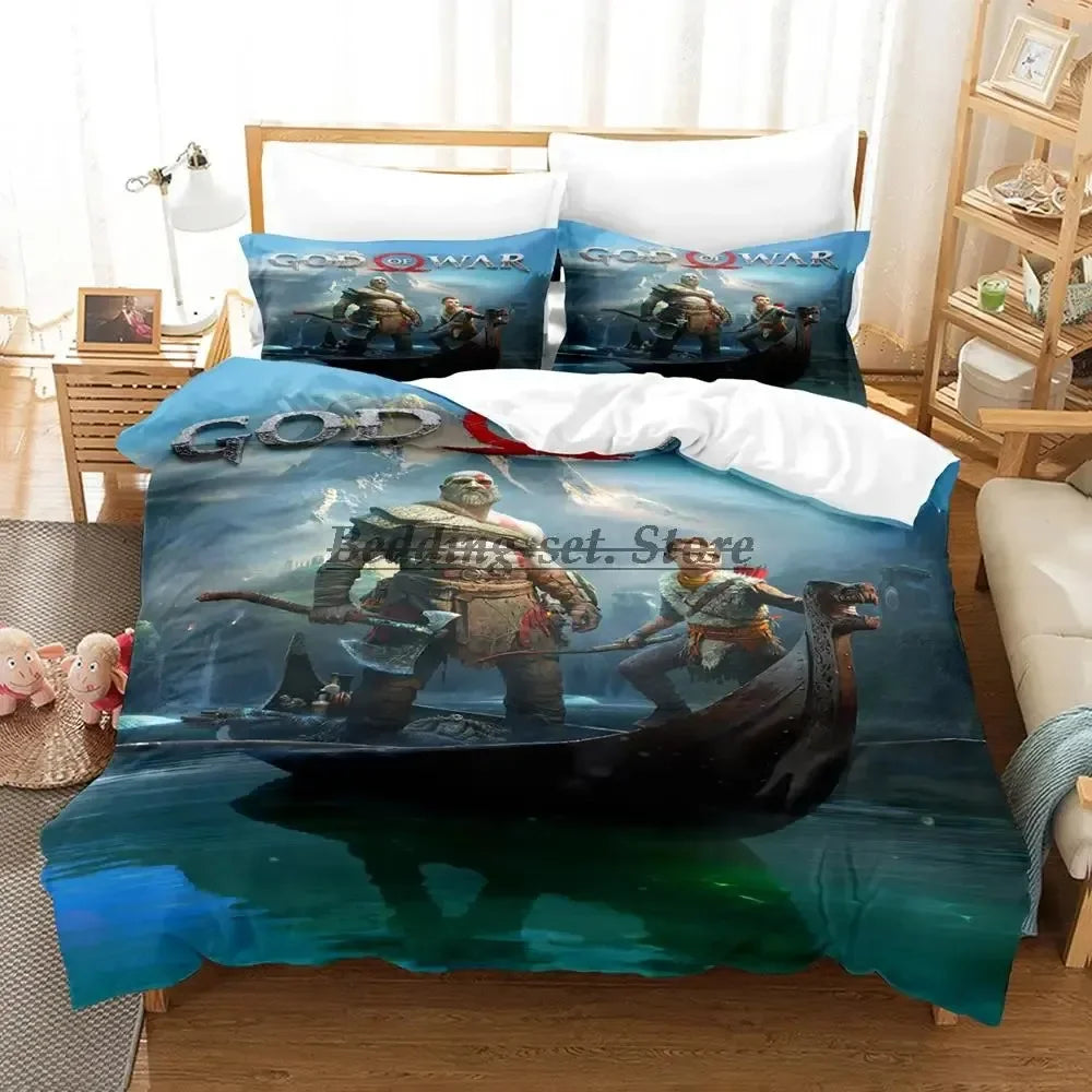 2023 Game God of War Bedding Set Single Twin Full Queen King Size Bed Set Aldult Kid Bedroom Duvetcover Sets Anime Bed Sheet Set