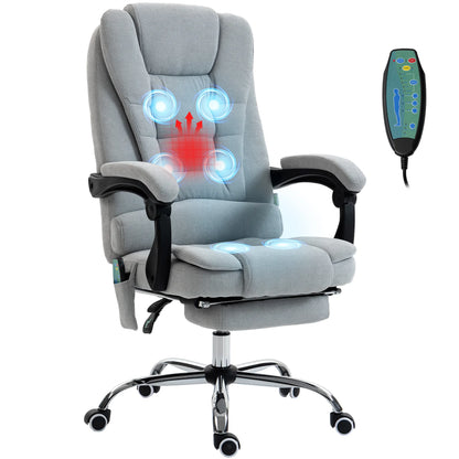 Massage and heated office chair, office chair, adjustable height, reclining back, 65x70x111-119cm, gray