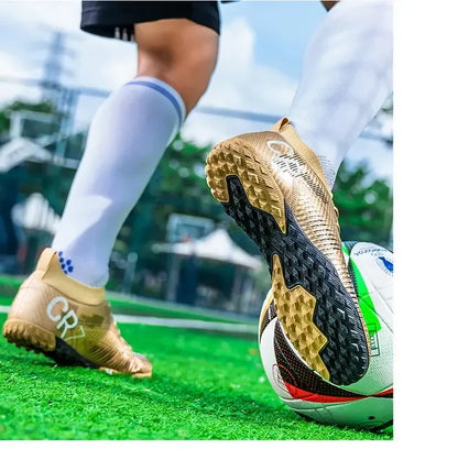 Kinder-Fußballschuhe mit Zehenschutz, Schnürverschluss, kurzen rutschfesten Stollen, strapazierfähig und atmungsaktiv, für Outdoor-Spiele auf Rasen