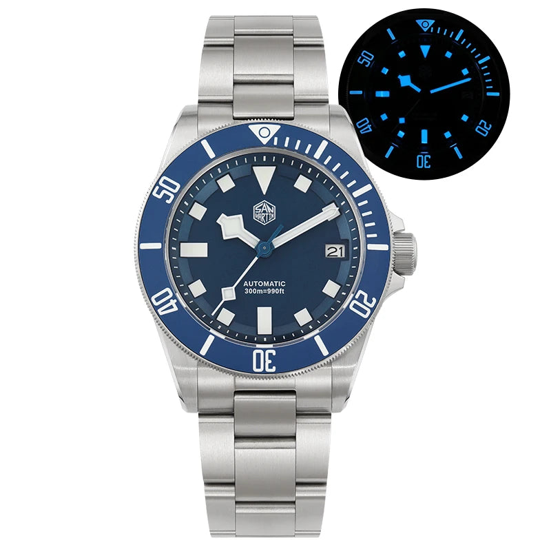  San Martin Grade5 Titanium Watch SN0121TD PT5000/ST2130 Automatic Movement Watch 300M Waterproof Adjustable Clasp Wristwatch