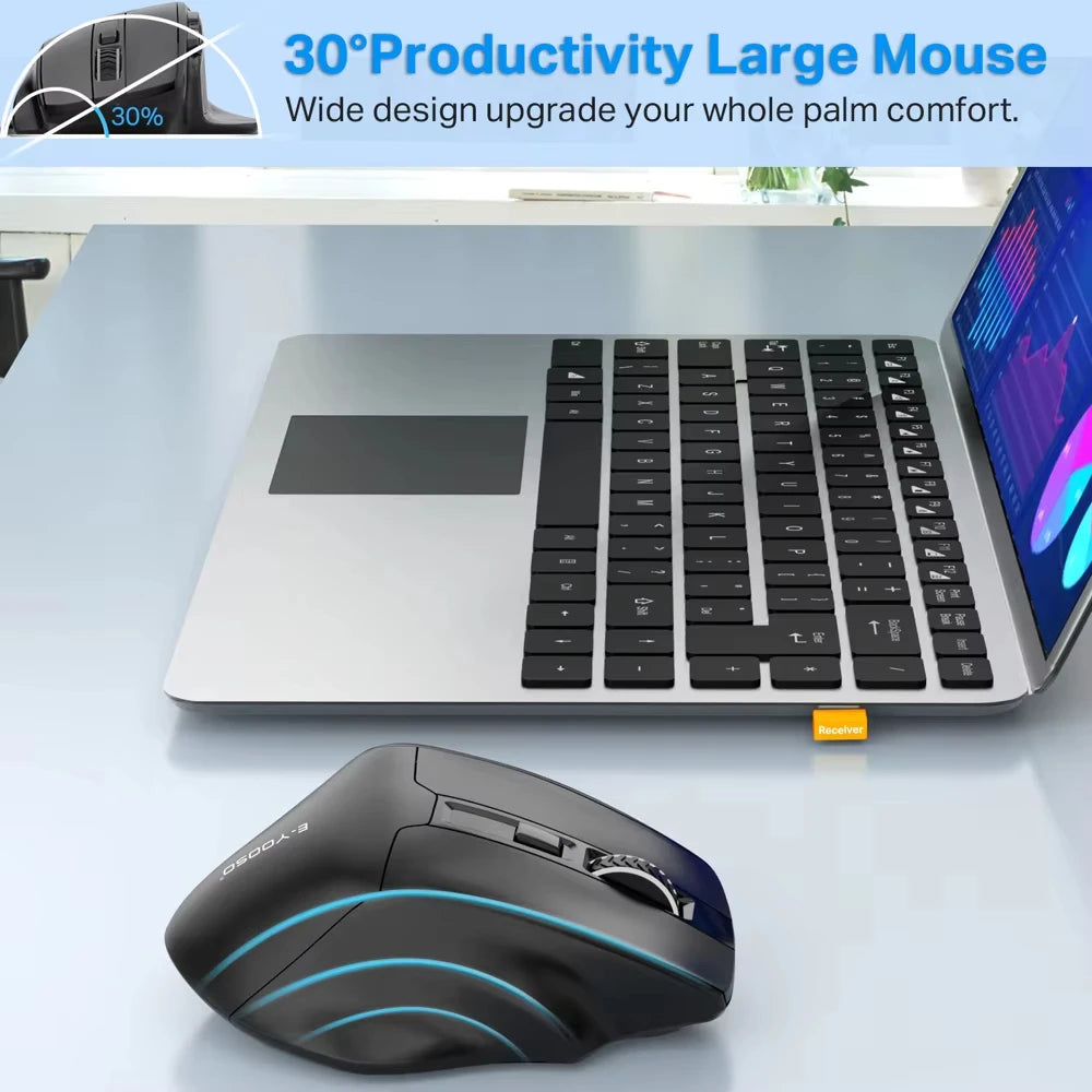 E-YOOSO 2.4G Wireless Mouse PAW3212 4800 DPI Ergonomic Mouse Gaming Mouse Office Mouse for Notebook PC Laptop MacBook