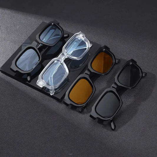 4pcsNew Men Vintage Rectangle Frame Sunglasses Fashion Retro Sun Glasses Luxury Brand Design Glasses UV400 Eyewear Women Goggles