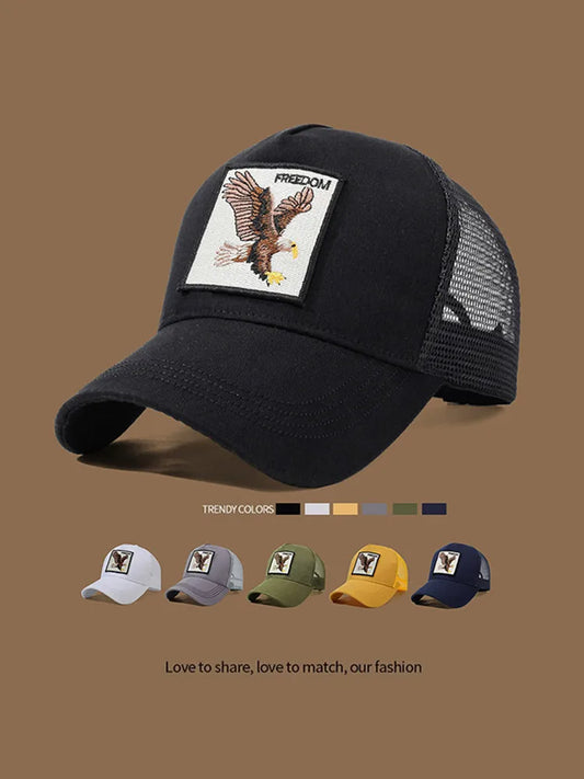Unisex Trucker Cap with Eagle Embroidery & Applique - Suitable for Daily Casual Wear, Sports and Sun Protection