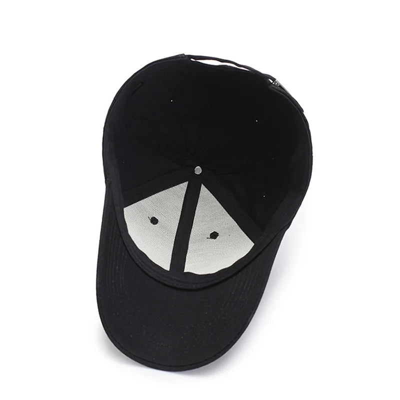 Boné de basebol preto de cor lisa, snapback ajustável, estilo casual hip-hop, para homem e mulher, unissexo