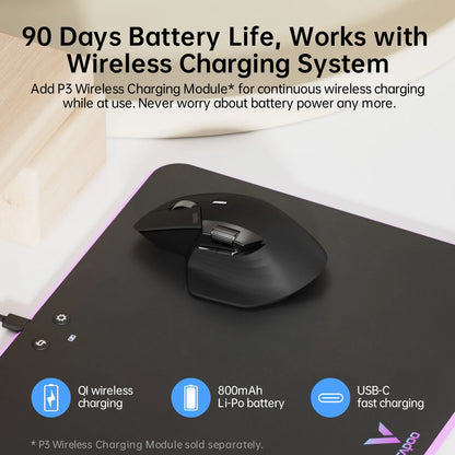 Rapoo MT760/MT760Mini Multi-mode Rechargeable Wireless Bluetooth Mouse Ergonomic 4000 DPI Support Up to 4 Devices Office Mice