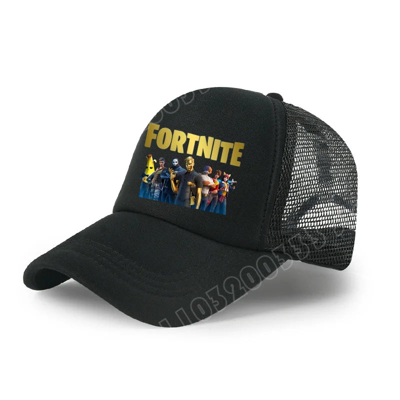 Boné de Basebol Fortnite com Estampa Cartoon do Jogo para Crianças, Boné de Verão em Malha Respirável, Boné Ajustável com Pala, Presente de Aniversário para Crianças