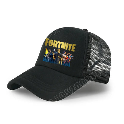 Boné de Basebol Fortnite com Estampa Cartoon do Jogo para Crianças, Boné de Verão em Malha Respirável, Boné Ajustável com Pala, Presente de Aniversário para Crianças