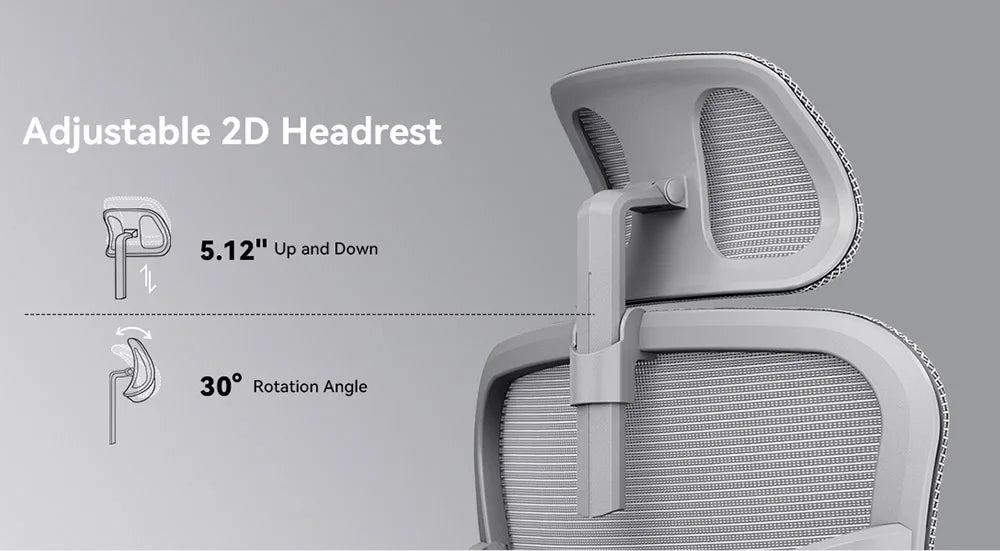 NEWTRAL NT002 Ergonomic Chair, Adaptive Lower Back Support, Adjustable Armrest Headrest Footrest, Gray, Cushioned 4D Armrest