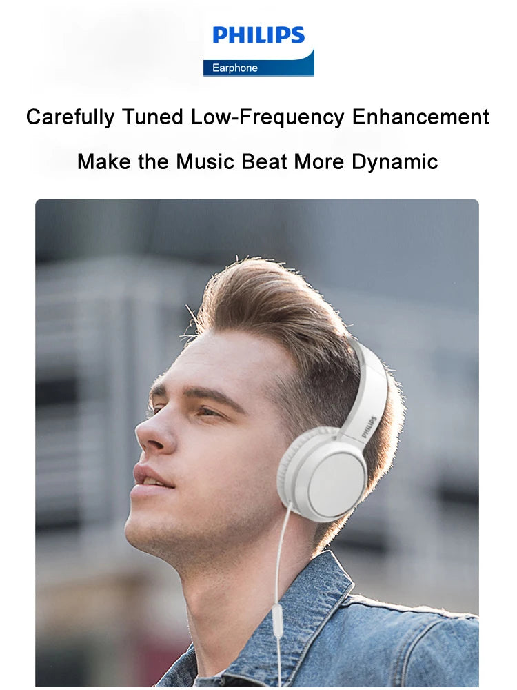 Philips TAH4105 Wired Headphones HiFi Stereo HD Call Headset With MIC Suitable For Online Learning And Outdoor Sports Earphones