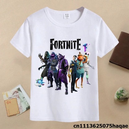 Summer Fortnite Children T-shirt Cartoon Game Figure Printed T-shirt Boys Casual Sports T-shirt Short Sleeves Kids Clothing