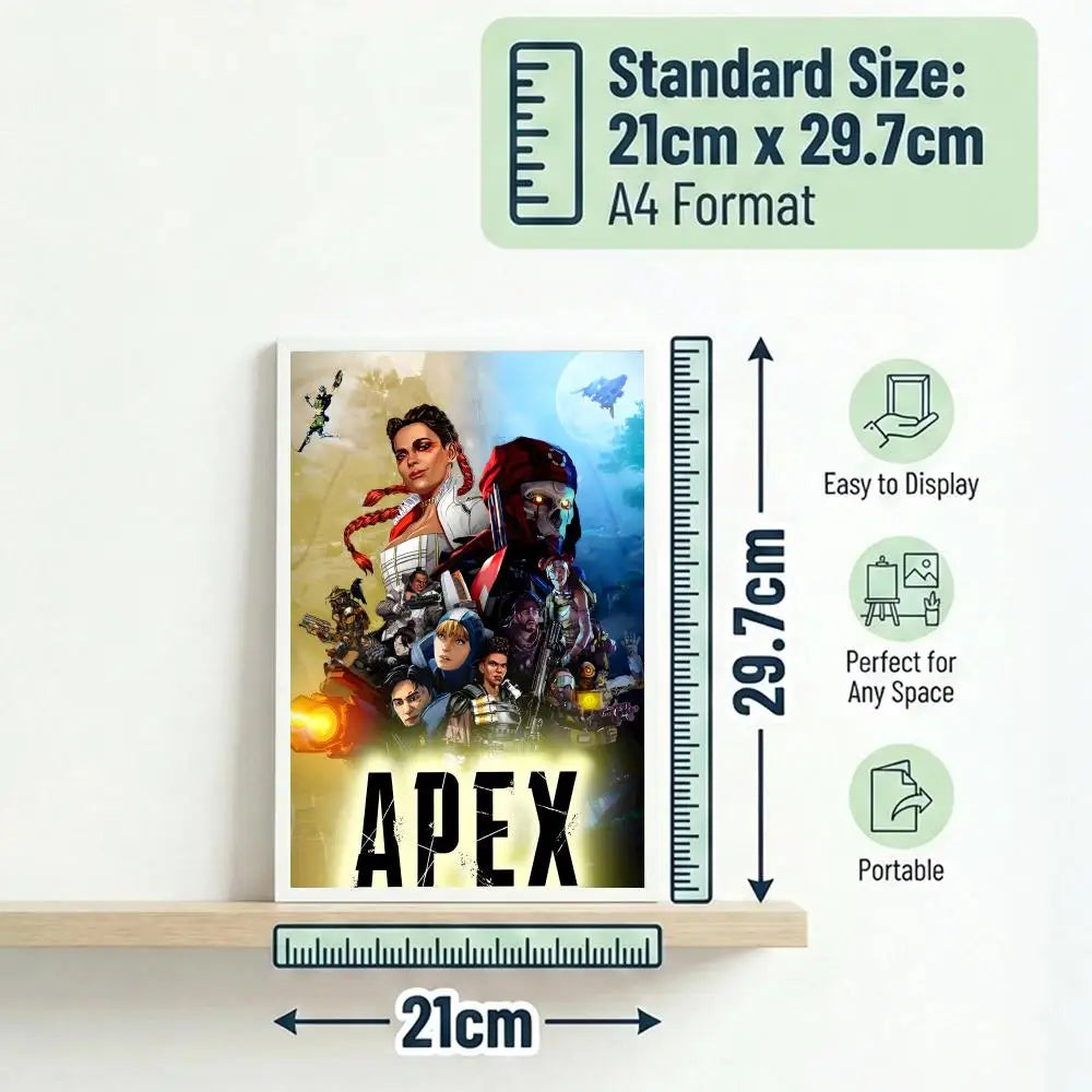 Apex Legends Poster HD Waterproof Self-Adhesive Wall Art with Multi-Scene Compatibility