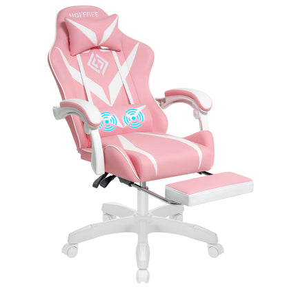 200Lbs Load Gaming Chair with Massage Ergonomic Computer Chair Footrest and Lumbar Support Reclining PC Chair Adjust Armrest
